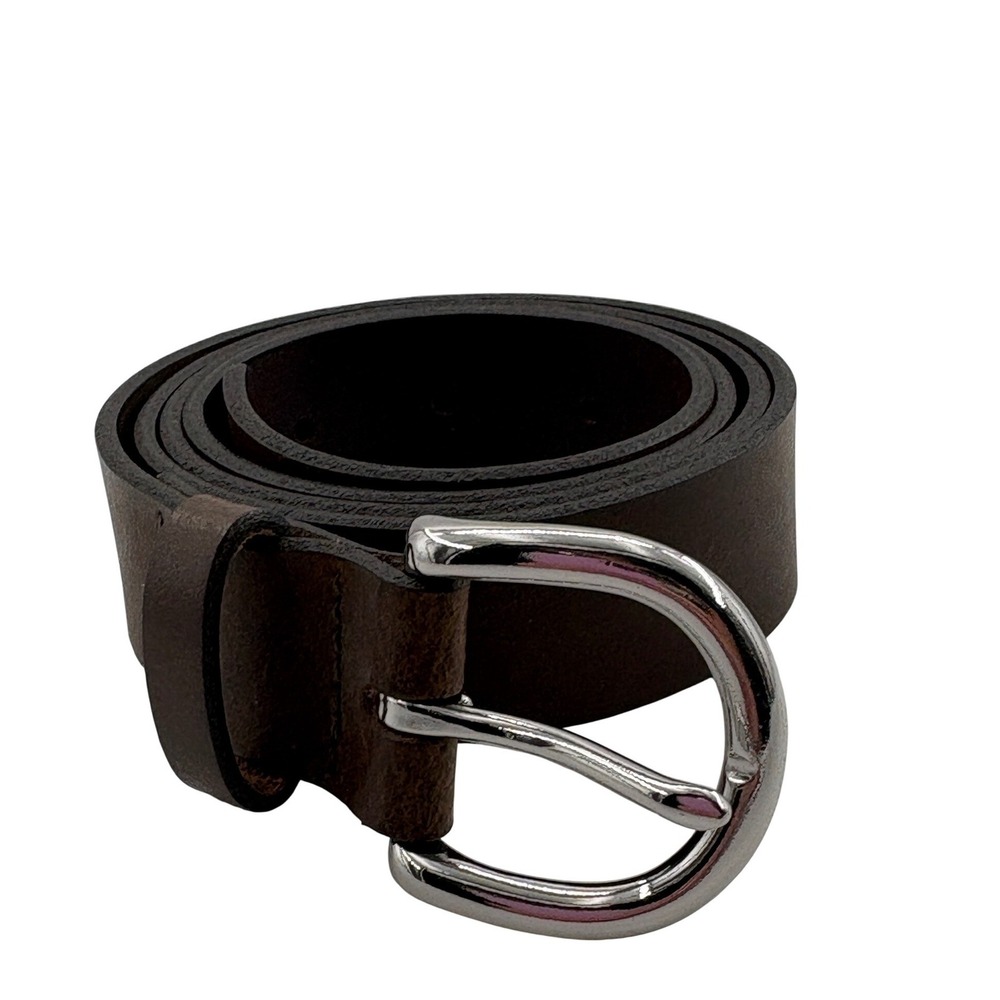 GAP Vintage Dark Brown Leather Belt L 36 38 Silver Horseshoe Buckle Unisex USA